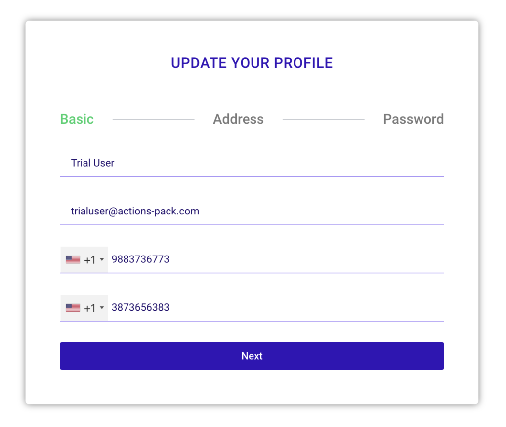 User Profile in Steps